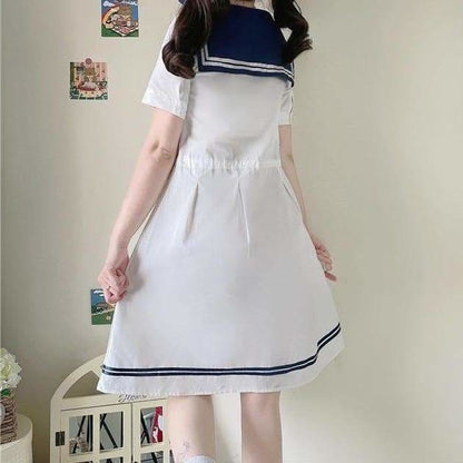 Cute White Sailor Kitty Dress SP16148 - Egirldoll