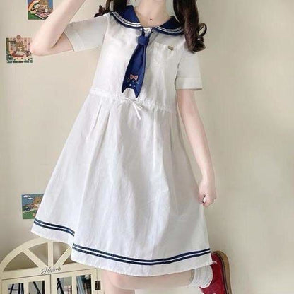 Cute White Sailor Kitty Dress SP16148 - Egirldoll