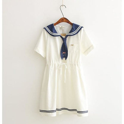 Cute White Sailor Kitty Dress SP16148 - Egirldoll