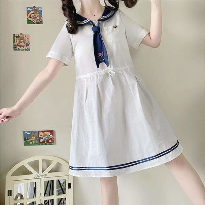 Cute White Sailor Kitty Dress SP16148 - Egirldoll