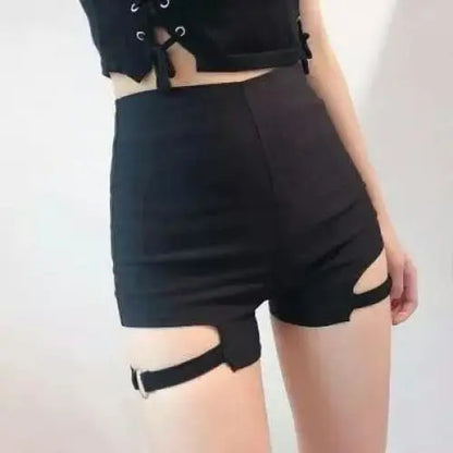 Cyber Goth Thigh Belt Skinny Shorts EG0012 - Egirldoll