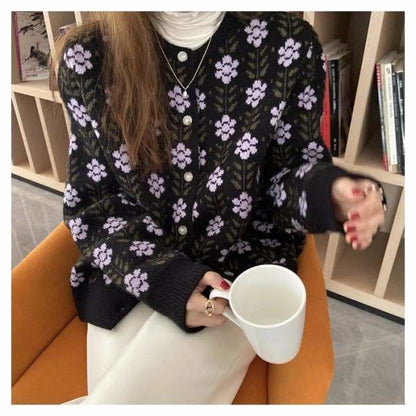 Dark Academia Autumn Style Chic Flower Knitwear SP16425 - Egirldoll