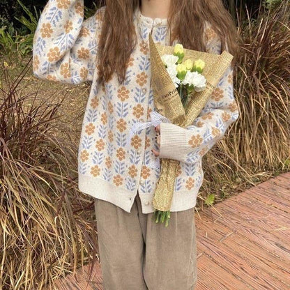 Dark Academia Autumn Style Chic Flower Knitwear SP16425 - Egirldoll