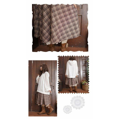 Dark Academia Retro Doll's Diagonal Plaid Skirt EG16454 - Egirldoll