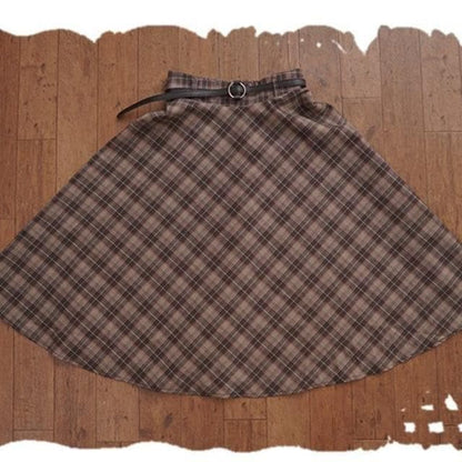 Dark Academia Retro Doll's Diagonal Plaid Skirt EG16454 - Egirldoll