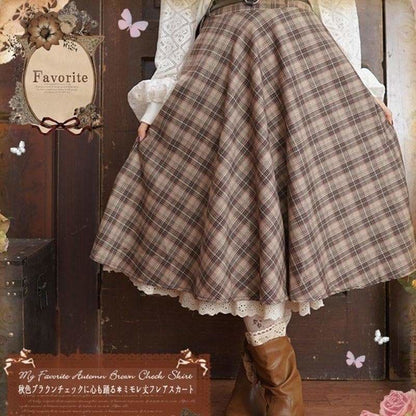 Dark Academia Retro Doll's Diagonal Plaid Skirt EG16454 - Egirldoll