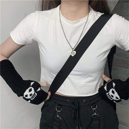 Deadly Skelly Fingerless Gloves EG16898 - Egirldoll