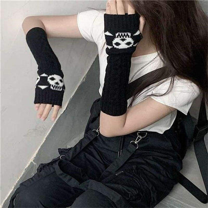 Deadly Skelly Fingerless Gloves EG16898 - Egirldoll