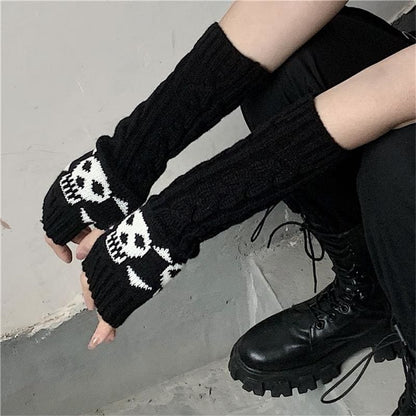 Deadly Skelly Fingerless Gloves EG16898 - Egirldoll