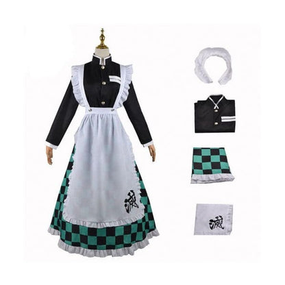 Demon Slayer Kimetsu no Yaiba Tanjirou Kamado Maid Cosplay Costume HW18 - Egirldoll