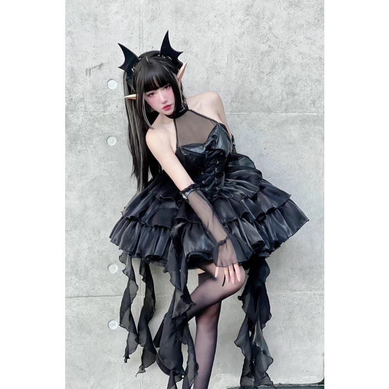 Devil Queen Mei Black Lolita Dress ON587 - Black / M - dress