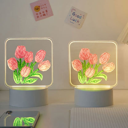 DIY Hand-made Painting Tulip Night Light - Egirldoll