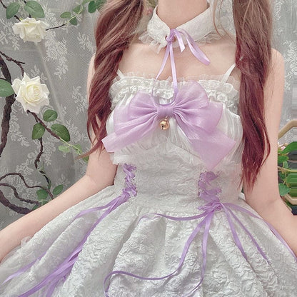 Dreamy Angel Cute White Black Pastel Bows Lolita Dress ON480