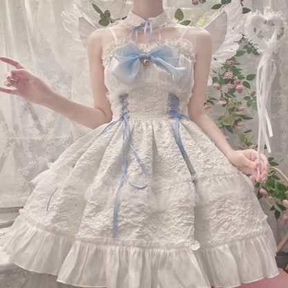 Dreamy Angel Cute White Black Pastel Bows Lolita Dress ON480