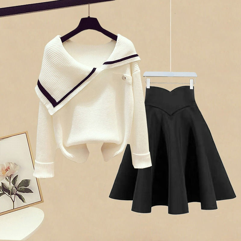 Kawaii Irregular Sailor Collar Sweater and Skirt Set ON236 - Egirldoll