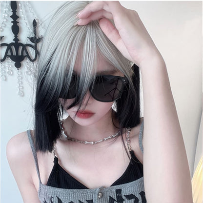 eGirl Silver Gradient Black Straight Bob Wig ON134 - Egirldoll