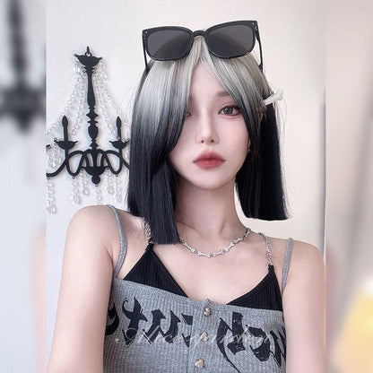 eGirl Silver Gradient Black Straight Bob Wig ON134 - Egirldoll