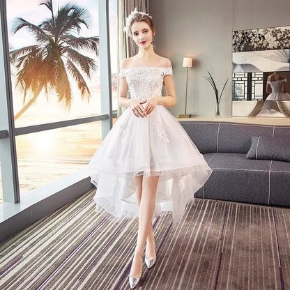 Elegant Off The Shoulder White High Low Prom Dresses SS1831 - Egirldoll