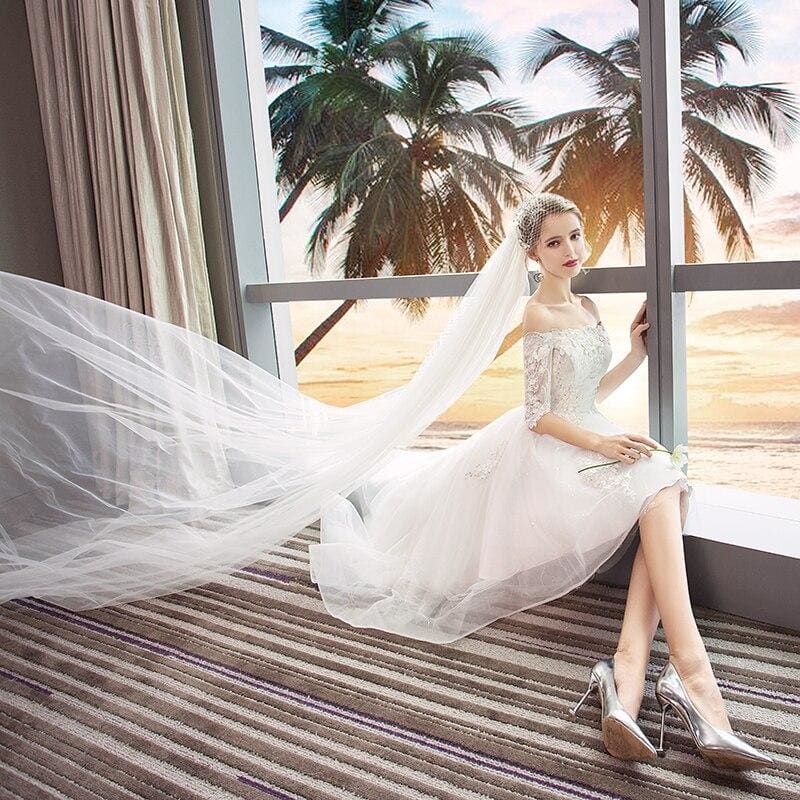 Elegant Off The Shoulder White High Low Prom Dresses SS1831 - Egirldoll