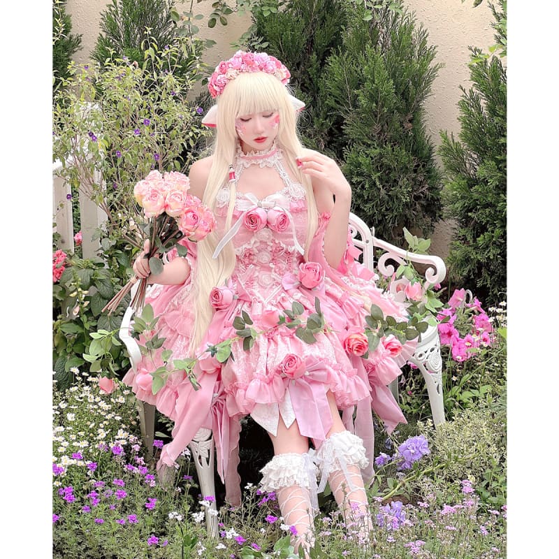 Elegant Roses Princess Lolita Dress ON590 - Pink 01 / XS -