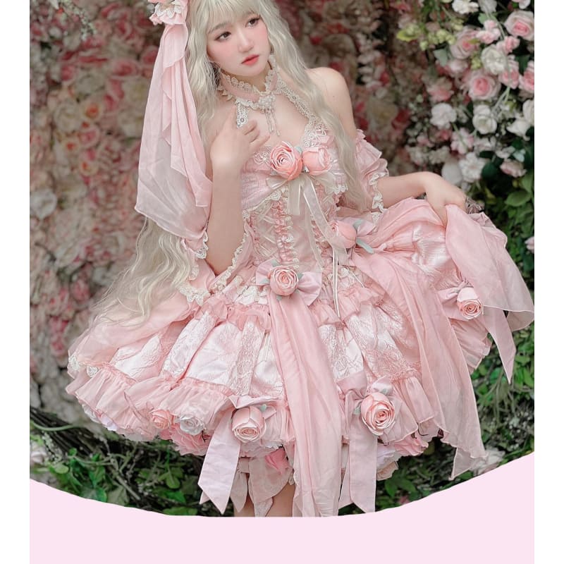 Elegant Roses Princess Lolita Dress ON590 - Pink 02 / XS -