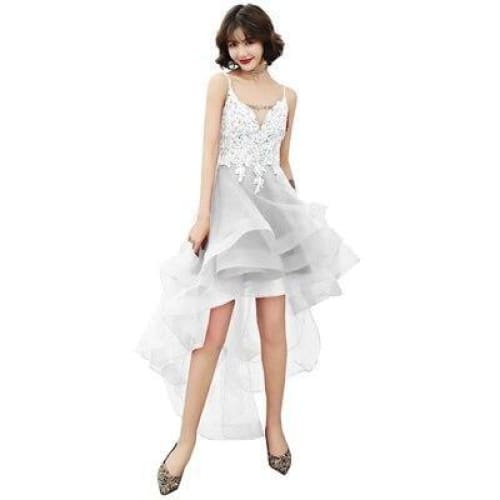 Elegant V-Neck Beads Long Evening Dresses Party Tulle Prom Gowns SS1826 - Egirldoll