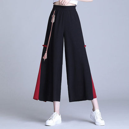 Embroidery Golden Dragon Casual Black Red Pants ON10 - Egirldoll