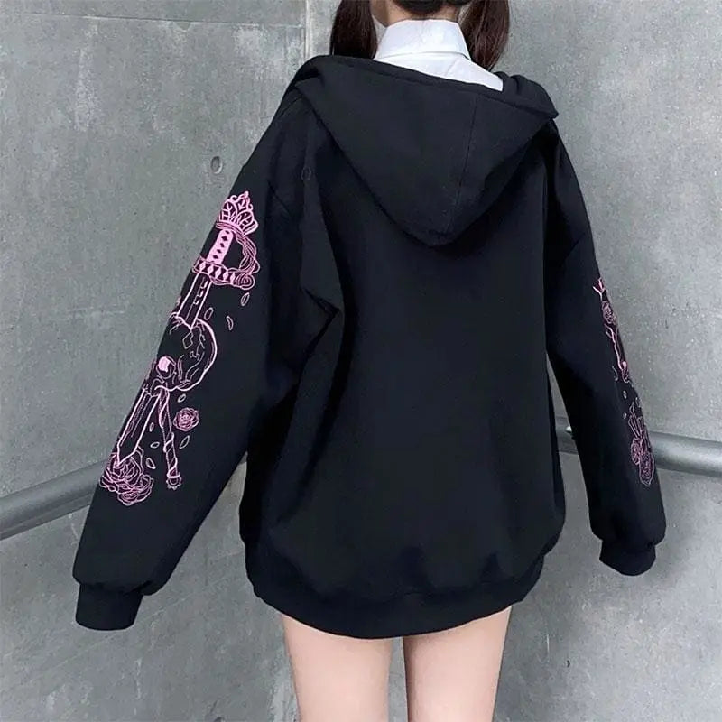 Embroidery JK Zipper Hooded Coat EG133 - Egirldoll