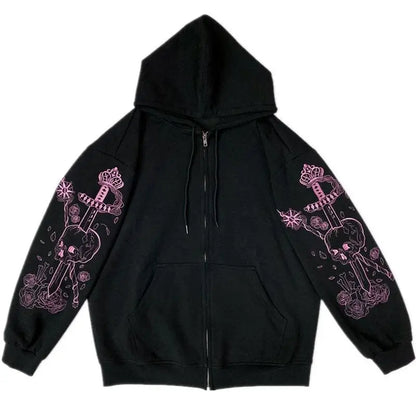 Embroidery JK Zipper Hooded Coat EG133 - Egirldoll