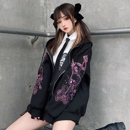 Embroidery JK Zipper Hooded Coat EG133 - Egirldoll