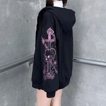 Embroidery JK Zipper Hooded Coat EG133 - Egirldoll