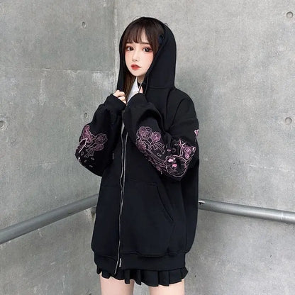 Embroidery JK Zipper Hooded Coat EG133 - Egirldoll