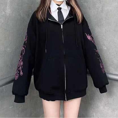 Embroidery JK Zipper Hooded Coat EG133 - Egirldoll