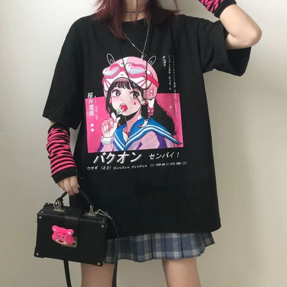 Fashion Cute Black Cartoon T-shirt EG354 - Egirldoll