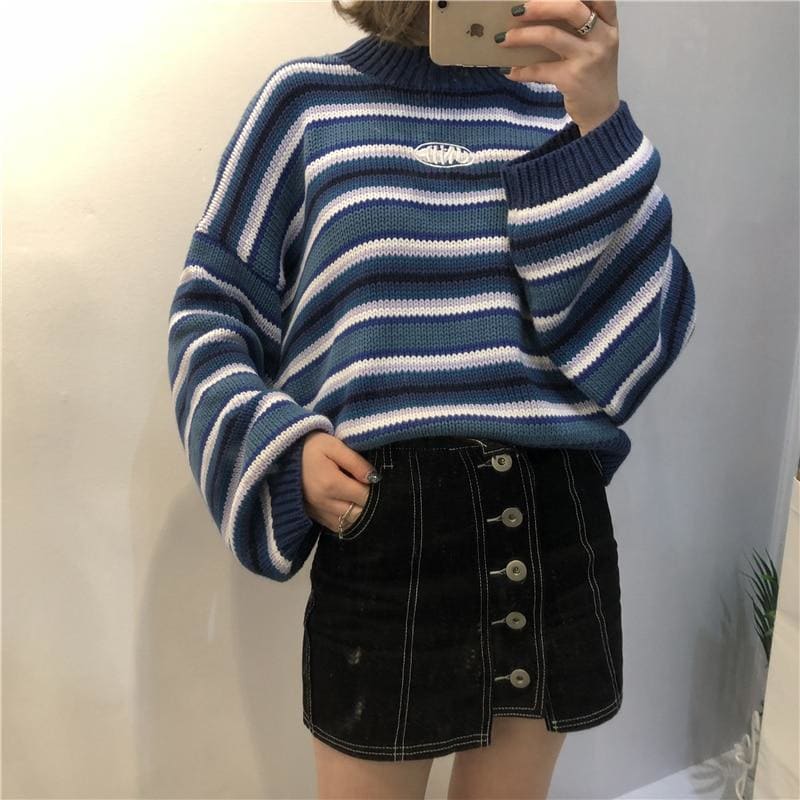 Fashion Loose Wild Striped Student Sweater EG14391 - Egirldoll