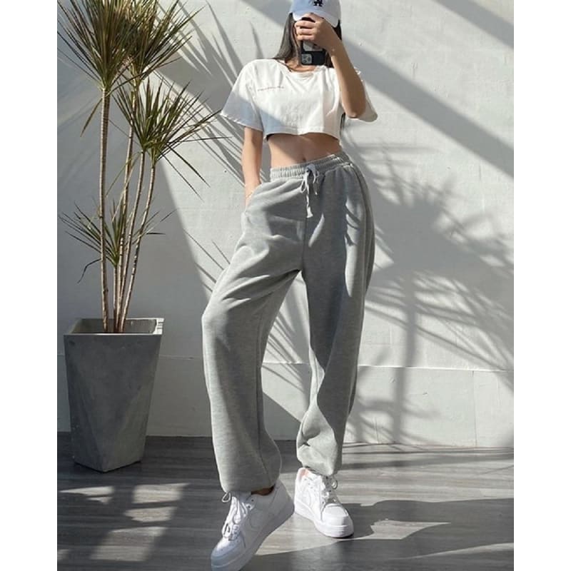 Fashion Oversize Gray Jogging Sweatpants - Egirldoll