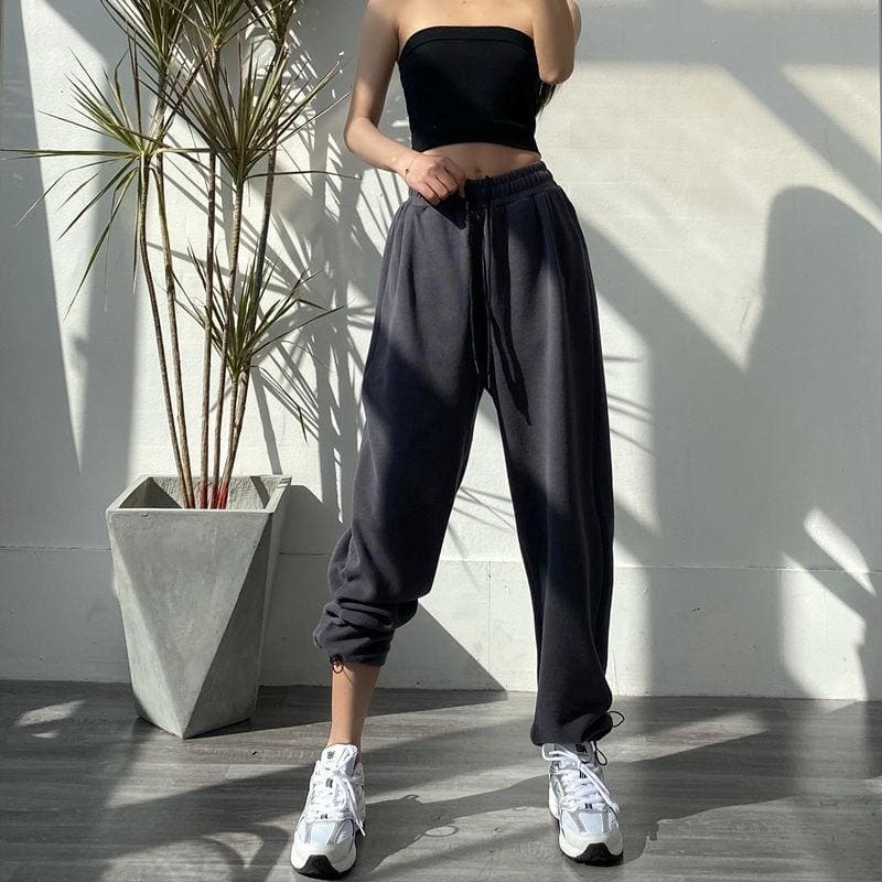 Fashion Oversize Gray Jogging Sweatpants - Egirldoll