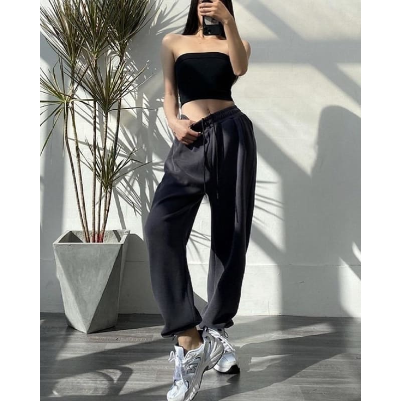 Fashion Oversize Gray Jogging Sweatpants - Egirldoll