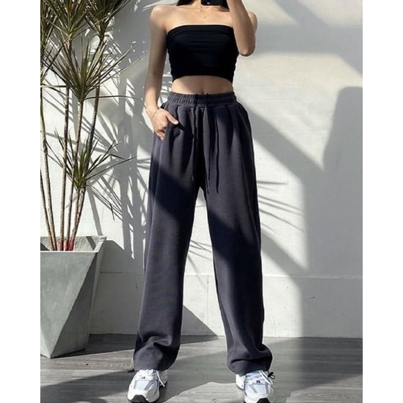 Fashion Oversize Gray Jogging Sweatpants - Egirldoll