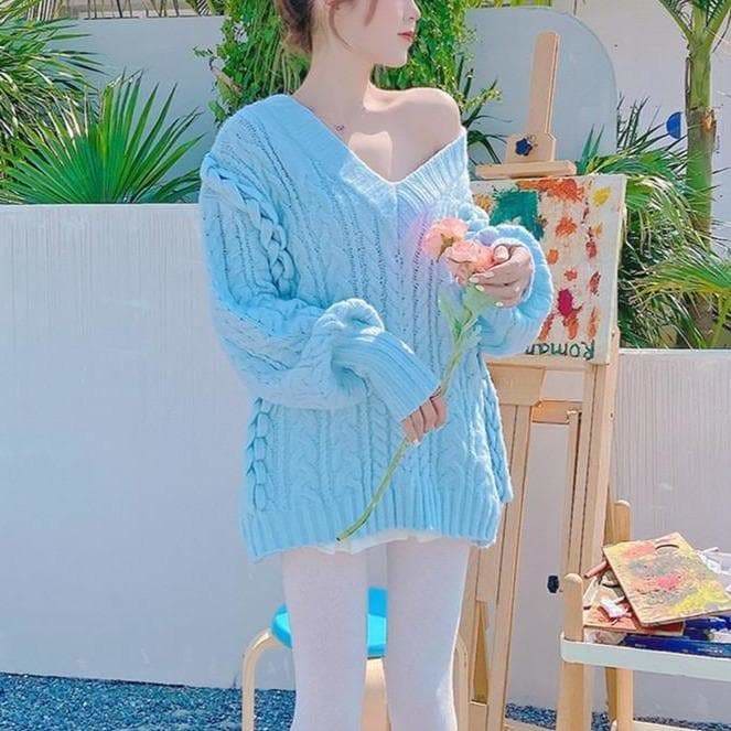 Fashion Pastel Blue Girls Sweater SP16267 - Egirldoll