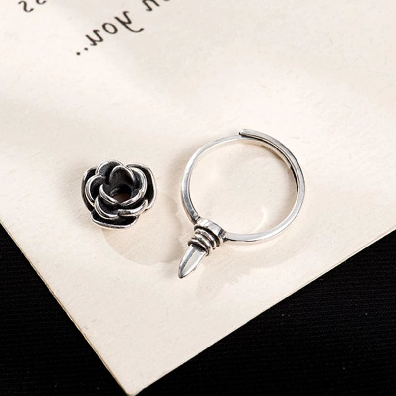 Fashion Silver Color Removable Rose Flower Female Self Defense Ring ME03 - Egirldoll
