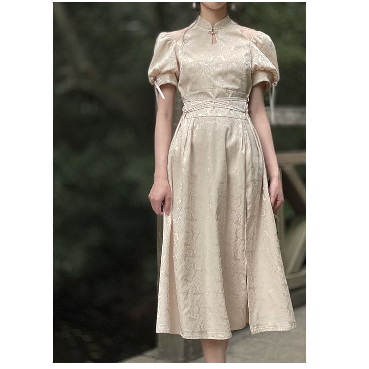 Fashionable Qipao Elegant Long Dress ON594 - Apricot (high