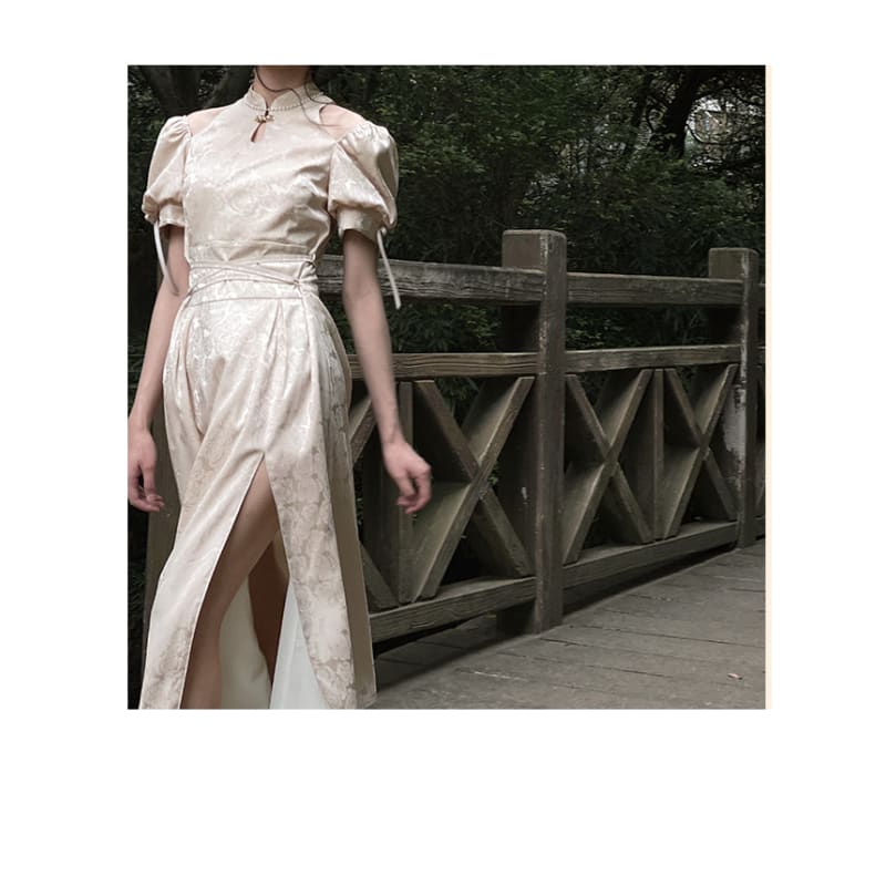 Fashionable Qipao Elegant Long Dress ON594 - Apricot (low