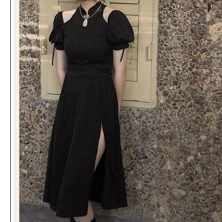 Fashionable Qipao Elegant Long Dress ON594 - Black (high