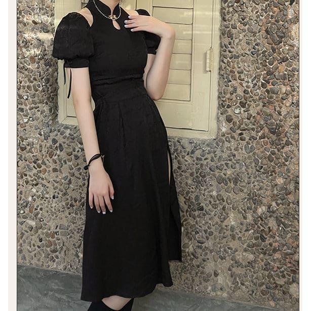Fashionable Qipao Elegant Long Dress ON594 - Black (low