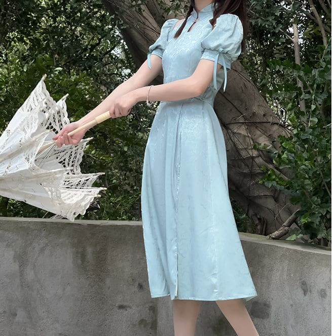 Fashionable Qipao Elegant Long Dress ON594 - sky blue (low