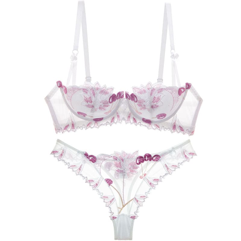 Flower Lace Lingerie - White / 32B/70B - underwear