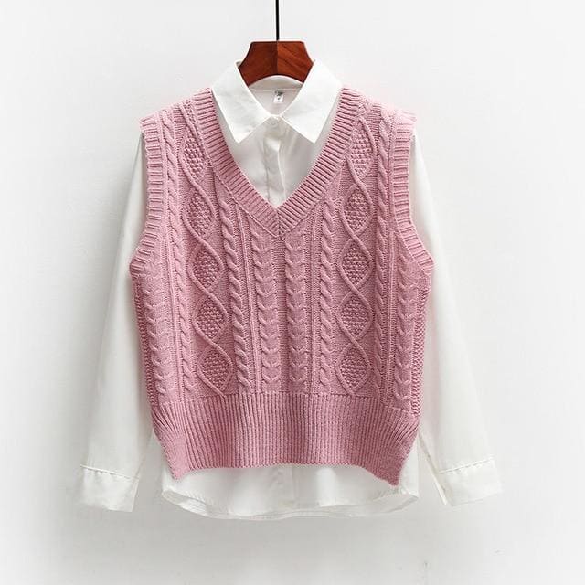 Freud - Crop Top Loose Sweater Vest - Egirldoll