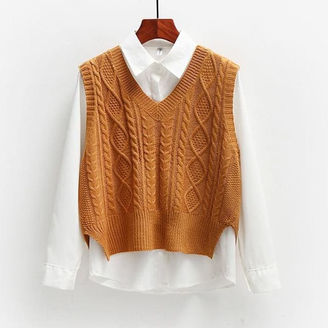 Freud - Crop Top Loose Sweater Vest - Egirldoll