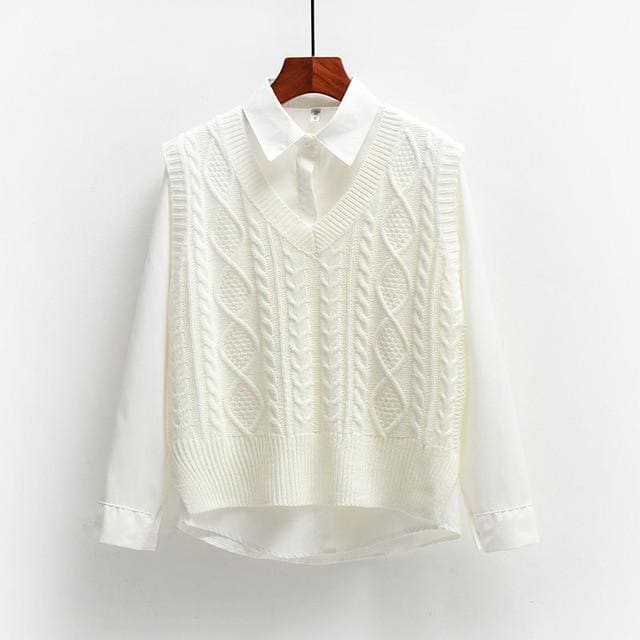 Freud - Crop Top Loose Sweater Vest - Egirldoll
